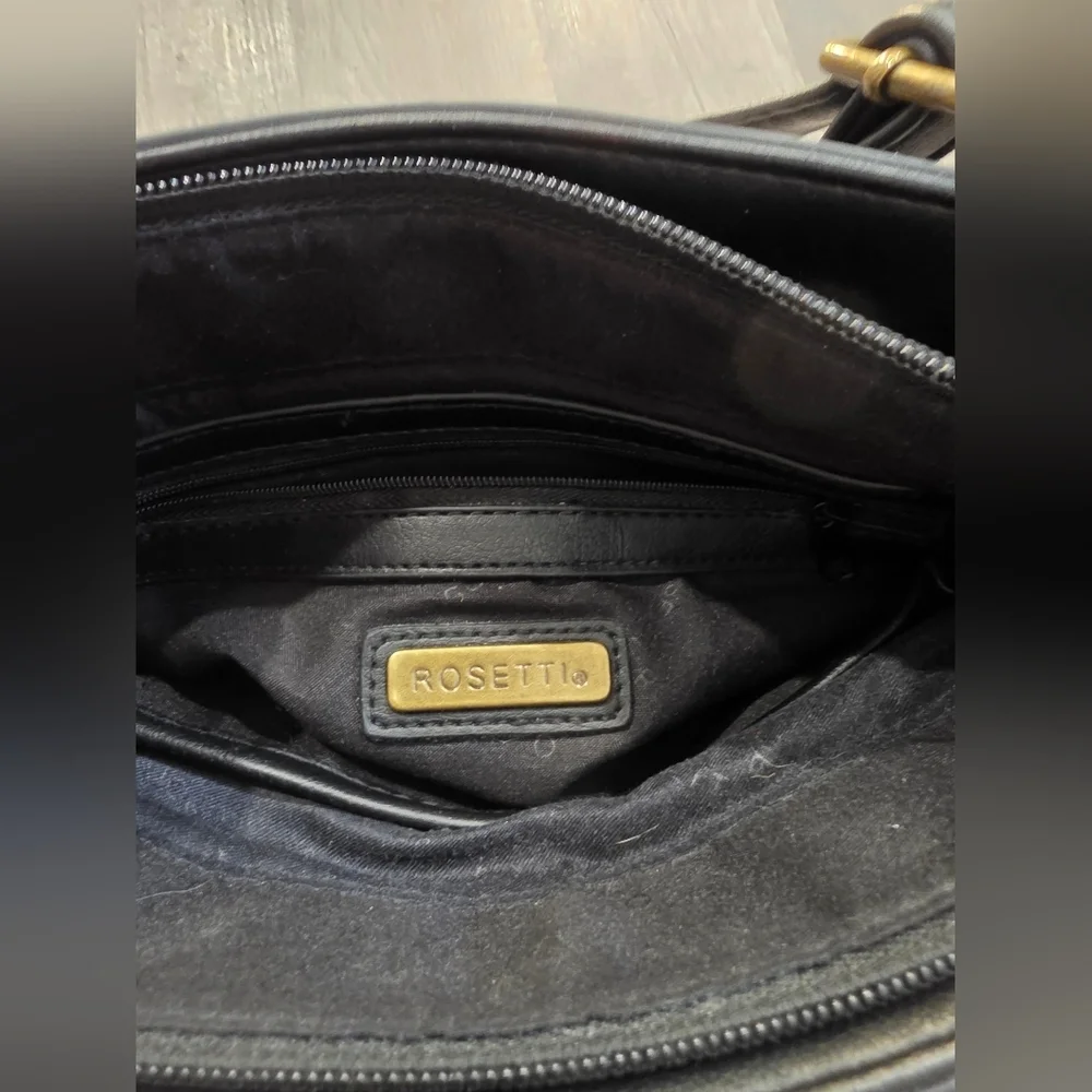 Rosetti Black Vegan Leather Crossbody Bag Classy Elegant Boho Bikercore Western